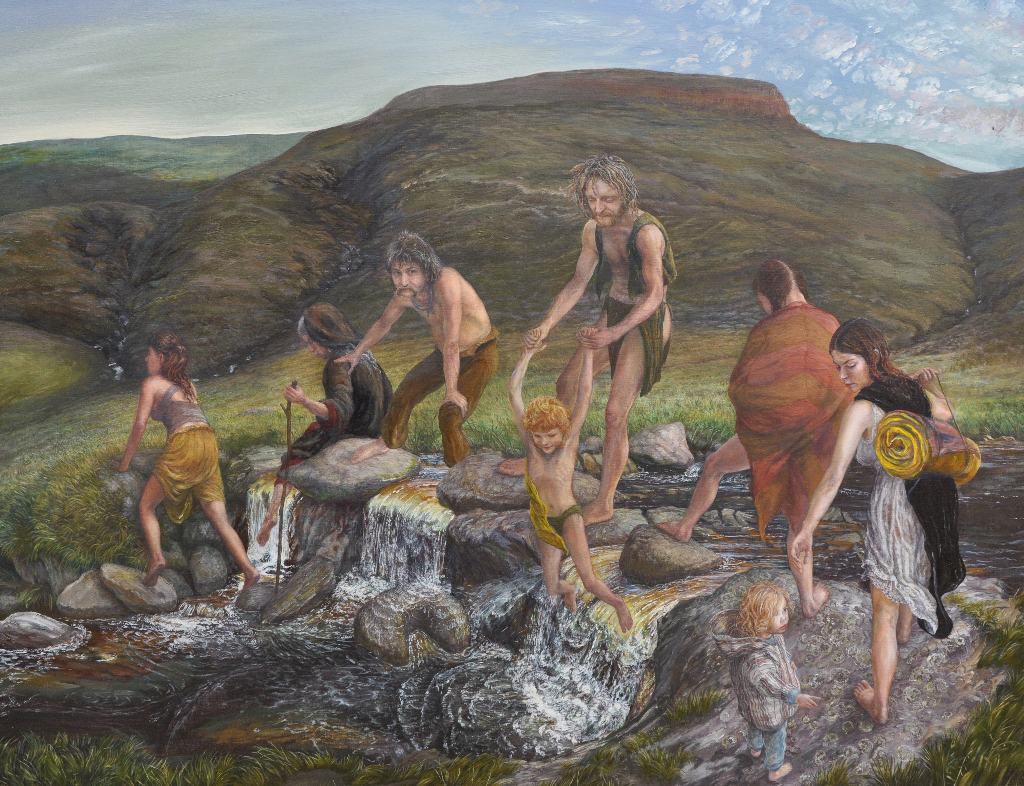 'Man Journey' – oil on canvas fine art painting (39" high by 98" wide when fully unfolded), completed in 1993